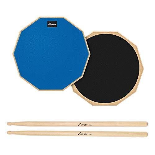 Donner Drum Practice Pad, 12 Inch Double Sided Silent Drum Pad With Drumsti