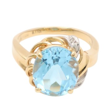 JEWELRY 無品牌珠寶 藍托帕石 戒指 18K黃金 PT900鉑金 【二手名牌BRAND OFF】