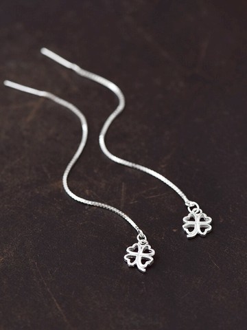 純銀耳線女韓版999足銀耳墜長款清新文藝網紅耳環