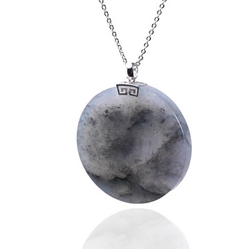 【平安無事】冰種烏雞無事圓牌18K金墜頭 | 天然緬甸玉A貨 | 送禮