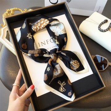 減齡熱氣球真絲圍巾披肩韓版秋季桑蠶絲絲巾小領巾百搭70cm小方巾