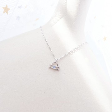 天秤座925純銀天然石星座項鍊