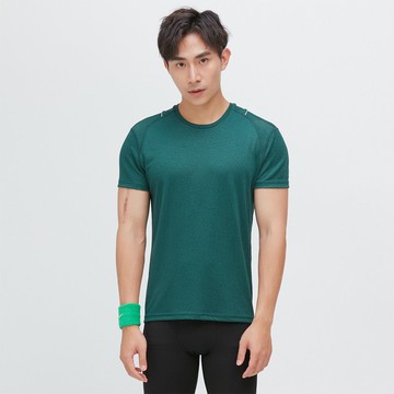 後肩拼接網眼緹花上衣(男)-冷衫綠