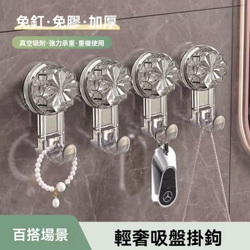 輕奢吸盤掛鉤【免打孔】吸盤掛勾 旋轉吸盤掛勾 無痕掛勾 壁掛 造型掛勾 掛鈎 可重複使用掛勾 強力承重 廚房黏鉤