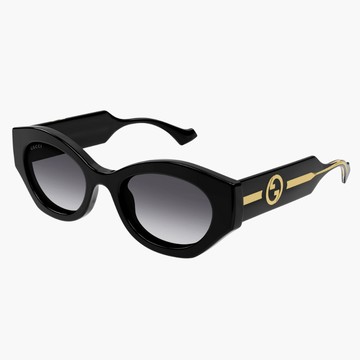 【GUCCI】橢圓膠框太陽眼鏡 (GG1553S-001 GUCCI LOGO系列)