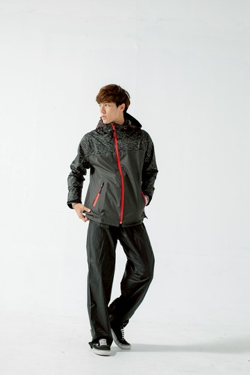 OH!MY針織快乾兩件式風雨衣-深鐵灰/黑