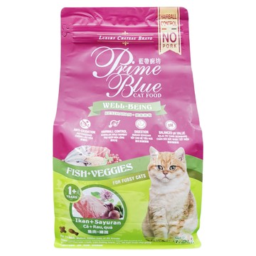 LCB 藍帶廚坊 健康挑嘴貓糧 化毛配方  1.2kg  魚肉 + 纖蔬  1袋
