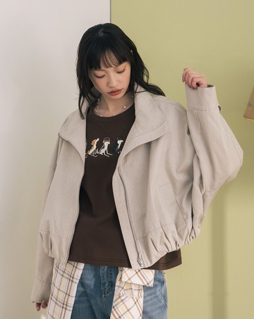 斑駁水洗率性立領廓型外套(兩色)