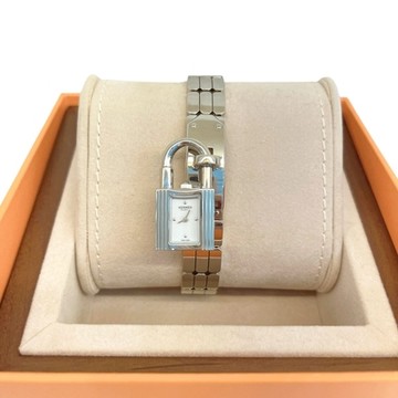 HERMES VIP款 KELLY銀色鎖頭腕錶 (一錶三用)