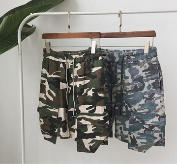 FINDSENSE MD 韓國 時尚潮 男 純棉 休閒寬鬆 藍迷彩 綠迷彩 短褲 休閒短褲 五分褲 沙灘短褲