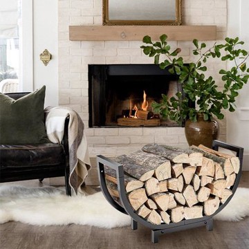 木柴置物架柴火收納金屬架室內壁爐木柴收納整理架木頭擺放移動架