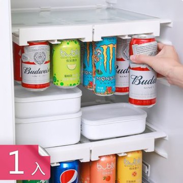 【荷生活】懸掛式可伸縮調整飲料罐收納架 取放便捷雙排分隔冰箱收納架-1入組