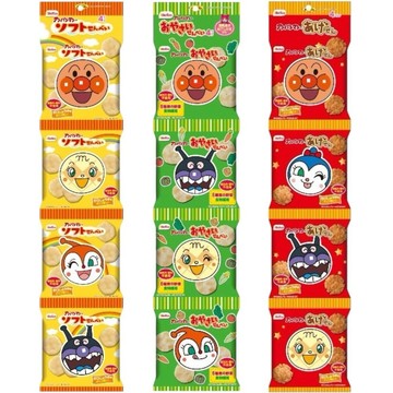 *貪吃熊* 日本 栗山製菓 麵包超人 餅乾 串包 米菓 米果 雞米花 醬油米果 醬油雞米花 野菜仙貝 4連
