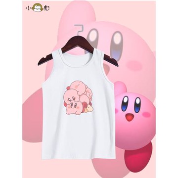 星之卡比switch游戲Kirby任天堂無袖t恤衫男女兒童裝學生純棉背心