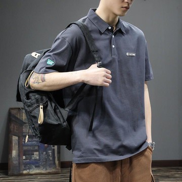 【源一商社】POLO衫男 短袖上衣男 日系翻領polo衫短袖男痞帥百搭高街空氣棉t恤夏季寬松帶領上衣潮