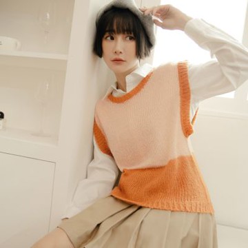 OB嚴選-亮眼撞色拼接保暖針織背心上衣《FA2652-》