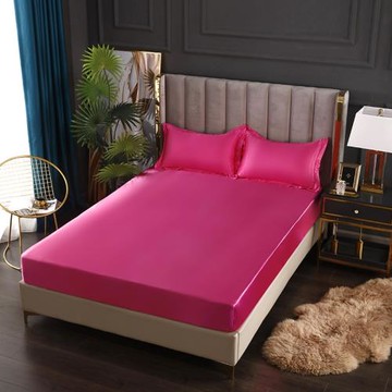 新品家紡新品床包純色仿真絲綢緞色丁布床笠席夢思套