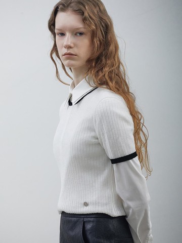 24FW SEE-THROUGH WOOL SHORT SLEEVED KNITWEAR (2C