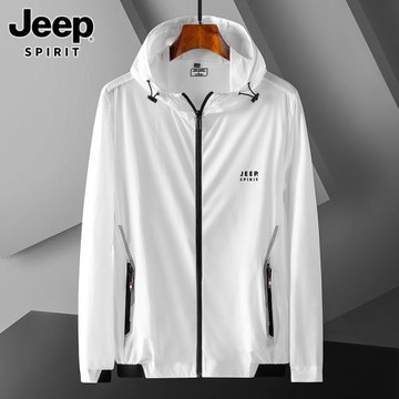 JEEP SPIRIT夏季冰絲防曬衣男士2025透氣休閑連帽防曬服外套男潮