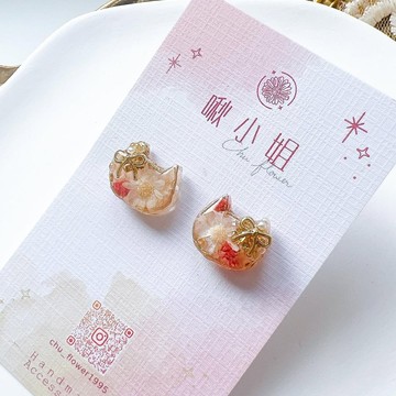 浪漫貓貓小星永生花耳環