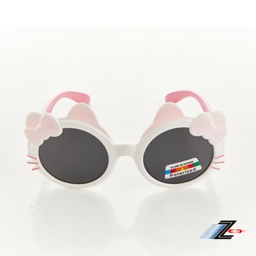 Z-POLS 兒童專用可愛淺粉蝴蝶結矽膠軟質彈性壓不壞 Polarized寶麗來偏光太陽眼鏡(抗紫外線UV400)