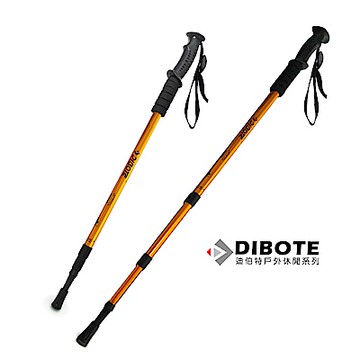 迪伯特DIBOTE 高強度鋁合金直柄三節登山杖 (黃)