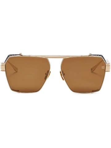 Balmain Eyewear - Premier square-frame sunglasses - women - Titanium - One Size - Brown