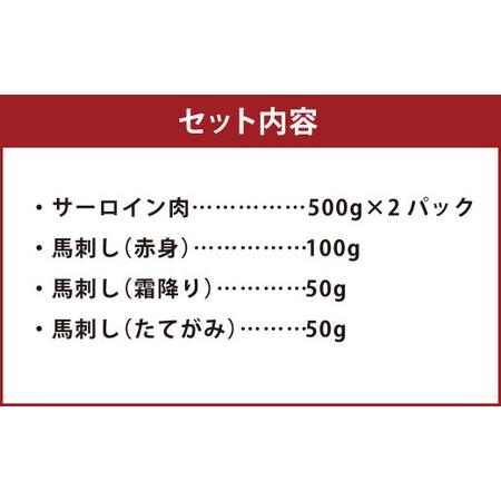 ふるさと納税 あか牛 すきやき しゃぶしゃぶ用 サーロイン肉 1kg 馬刺し 200g 食べ比べ セット 計1.2kg 熊本県菊池市