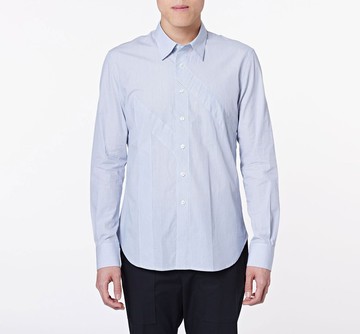 【上班單品】灰藍拼接襯衫