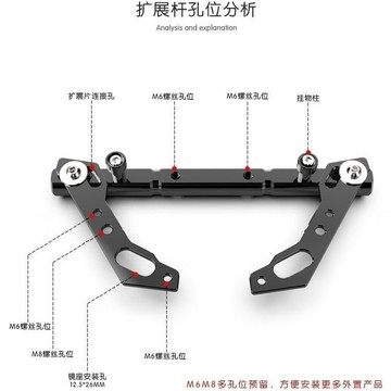 【臺灣-出貨】摩託車多功能擴展桿電動車鋁閤金改裝平衡桿踏闆車鏡座龍頭把橫桿