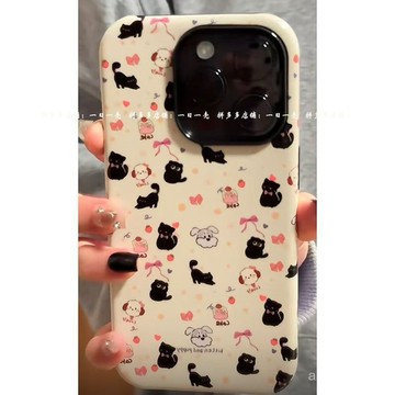 ✨限時下殺✨【30天熱銷1219件】個性創意小貓狗iPhone16Pro全包15蘋果14菲林二閤一12/13手機殻11