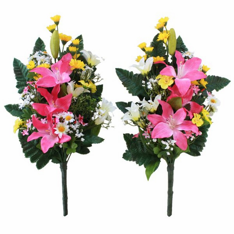 お墓 造花 ユリの仏様の花束 一対 シルクフラワー 造花 仏花 お仏壇用 CT触媒 お盆 お供え btb 通販 LINEポイント最大0.5%GET |  LINEショッピング
