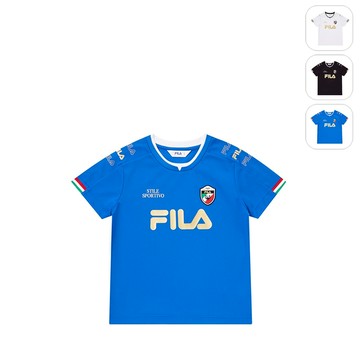 【FILA】KIDS 孩童款 短袖圓領上衣-寶藍 1TEY-4500-AB