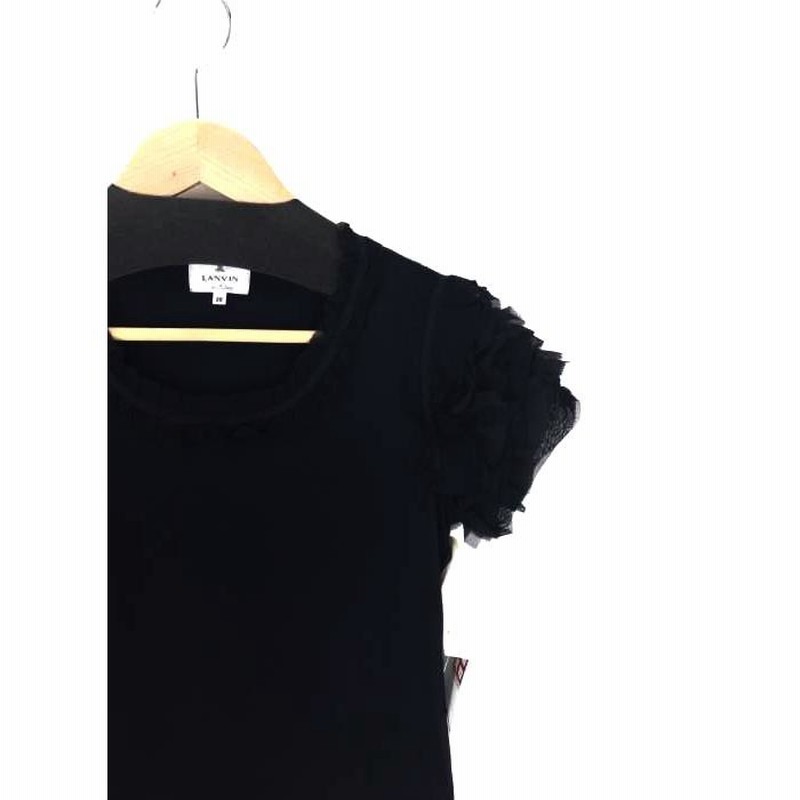 ランバンオンブルー LANVIN en Bleu チュールフリルカットソー クルー 