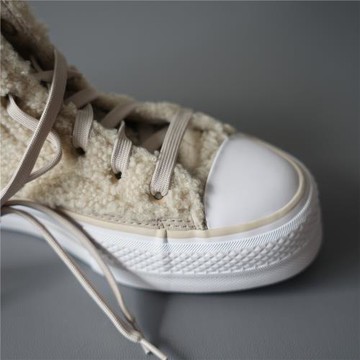 CONVERSE匡威ALLSTAR LIFT卡其色搖粒絨內里加絨厚底鞋A05509c