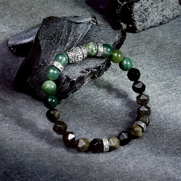 【月色真美】啟動 | 正財平衡 x 擋煞除晦 | 黑曜石黃水晶手鍊 B31