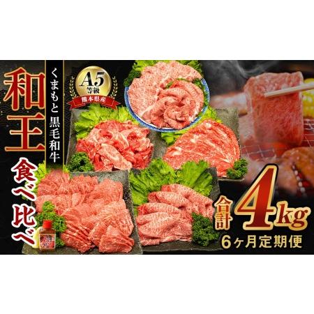 ふるさと納税  熊本県産 A5等級 黒毛和牛 和王 食べ比べ 合計約4kg 牛肉 セット 熊本県水俣市