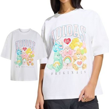 Adidas Cb Os Tee 女款 白色 Care Bear 印花 寬鬆 T恤 運動 休閒 短袖 KR1480
