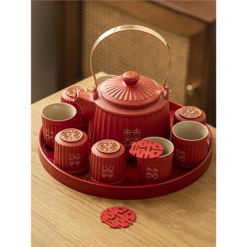 結婚敬茶杯改口杯紅色中式喜慶喜杯對杯茶具禮物送新人閨蜜伴手禮