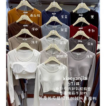 【太妮絲IA106】現貨 不起毛球 胸墊 刷毛 保暖 圓領 長袖上衣 BRA TOP 短版上衣 可拆 彈力上衣 不跑杯