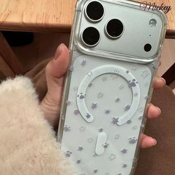 星星腳印適用iPhone17/16promax磁吸14plus高透15簡約大孔13韓版X