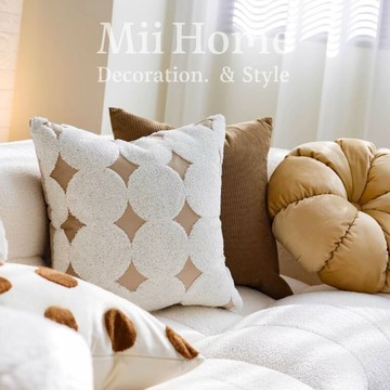 【Mii厝邊】台灣現貨 奶油色刺繡抱枕 可拆洗抱枕 抱枕套 坐墊沙發抱枕造型抱枕北歐抱枕兩用沙發靠墊枕頭套