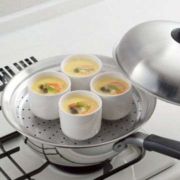 YOSHIKAWA吉川 日本製不鏽鋼18-8 附蓋圓型蒸盤20~22cm