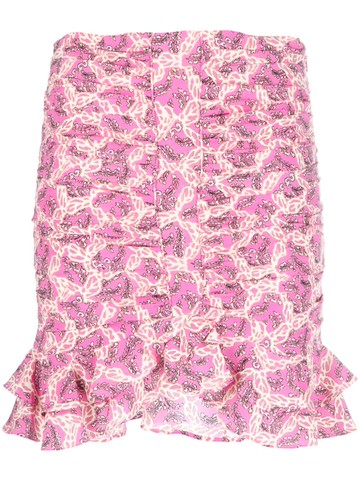 ISABEL MARANT - Milendi abstract-print ruched miniskirt - women - Silk/Spandex/Elastane - 38 - Pink