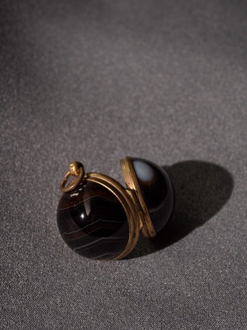 1870s 法國 球型瑪瑙吊墜