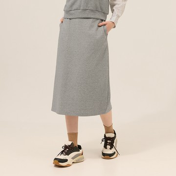 ILEY伊蕾 亮片棉質後開衩鬆緊鉛筆裙(灰；M-XL)