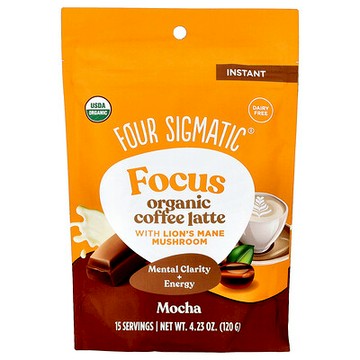 Four Sigmatic, 專注力，有機速溶咖啡拿鐵，含猴頭菇，摩卡，4.23 盎司（120 克）