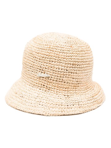Borsalino - logo-plaque straw bucket hat - women - Straw - L - Neutrals