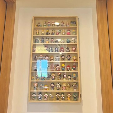 展示櫃 收納櫃 亞克力展示架泡泡瑪特盲盒收納實木手辦收納柜Molly展示柜掛墻 可開發票
