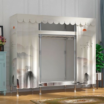 【閤金鋼接頭簡易衣櫃】全鋼架佈衣櫃 衣櫥收納 防塵衣櫃 簡易布衣櫃 鋼管加粗加固衣櫃 家用臥室組裝衣櫃 全鋼架衣櫥